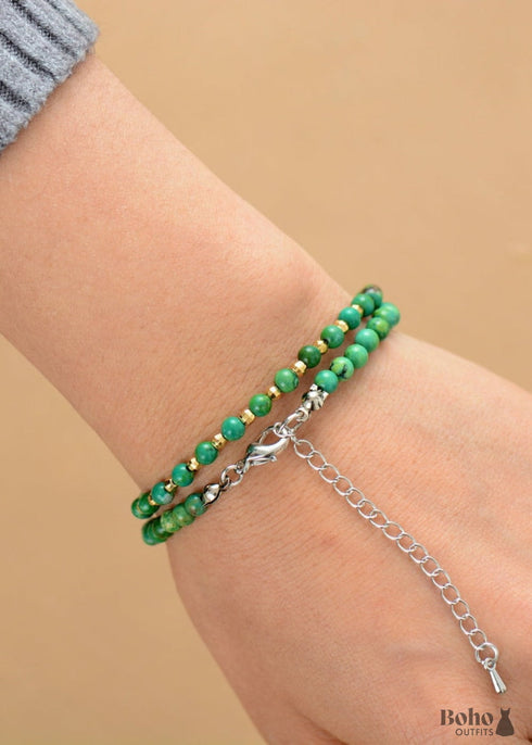 Boho Necklace, Choker Necklace, Blue and Green Natural Stones